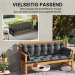 3-Seater Bench Cushion, 180x110x8 cm, with Ties, Dark Grey + Black