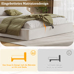 Upholstered Double Bed 180x200cm Hydraulic Storage, Beige Bouclé