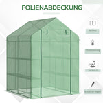 Walk-in Greenhouse, 8 Shelves for Tomatoes Optimal Plant Care, Steel & PE Plastic, Green