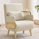 3-in-1 Convertible Armchair, Sleeping Function Upholstered Folding Seat, Wooden Tray