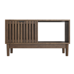 80 cm Coffee Table, Mid-Century Modern with Drawer and Open Shelves, Walnut Color