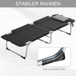 Folding Camping Bed Lightweight Portable with Pillow, Black Silver
