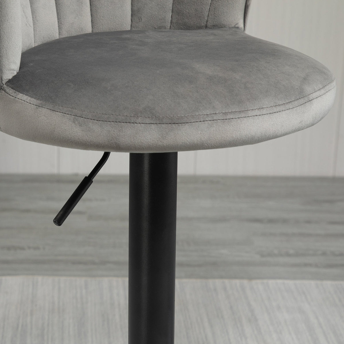 Set of 2 Bar Stools, Swivel Height-Adjustable with Backrest, Velvet Grey