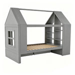 Children's House Bed 90x200cm with Storage Drawers & LED, Grey