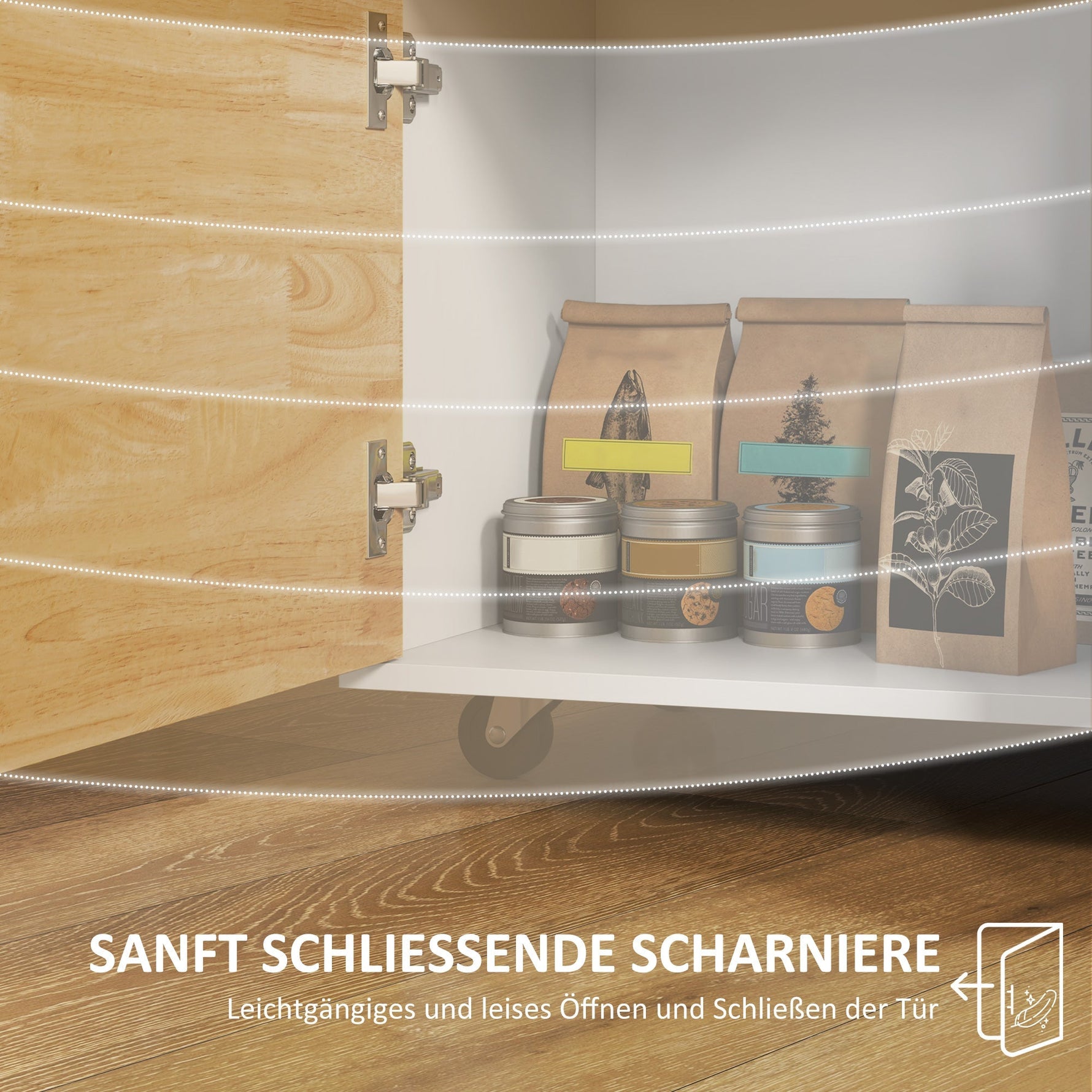 Kitchen Cart with Drawers, Cabinet, and Handle, Oak