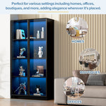 Glass Display Cabinet, Double-Door Adjustable Shelves 80x40x160cm, App-Controlled LED Lighting