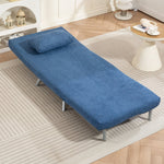 Upholstered Armchair, 2-in-1 Sleeper Guest Bed, Fabric Blue