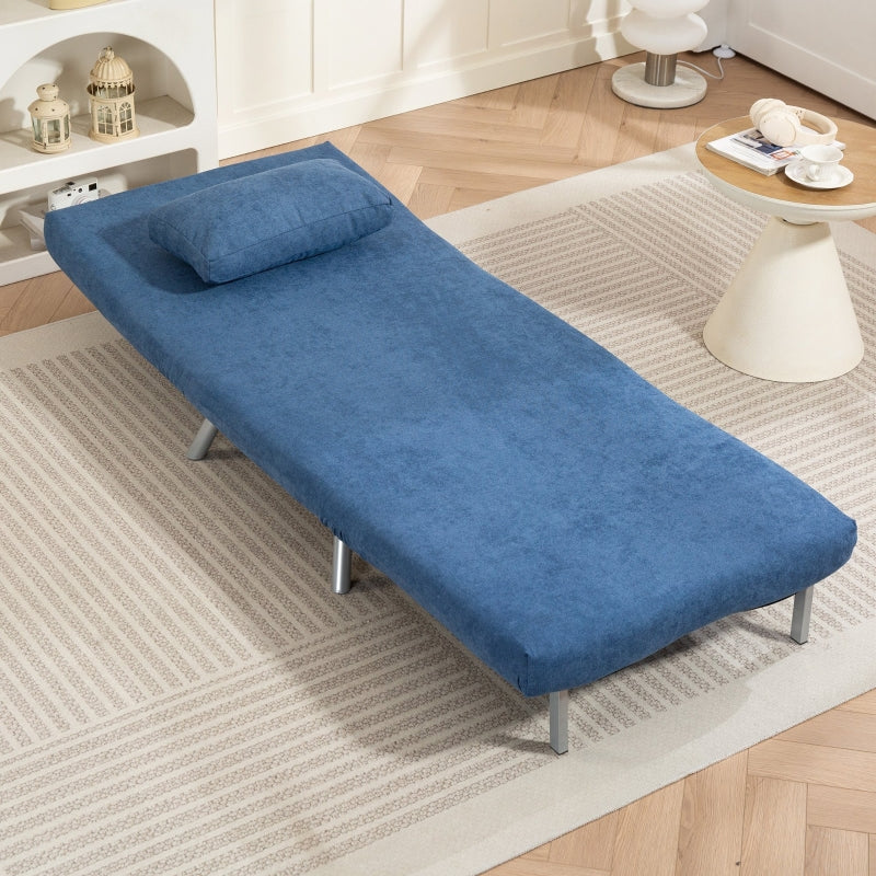 Upholstered Armchair, 2-in-1 Sleeper Guest Bed, Fabric Blue