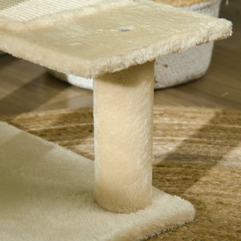 Cat Tree 100 cm, Sisal Posts, Large Platform, Multi-Level, Beige