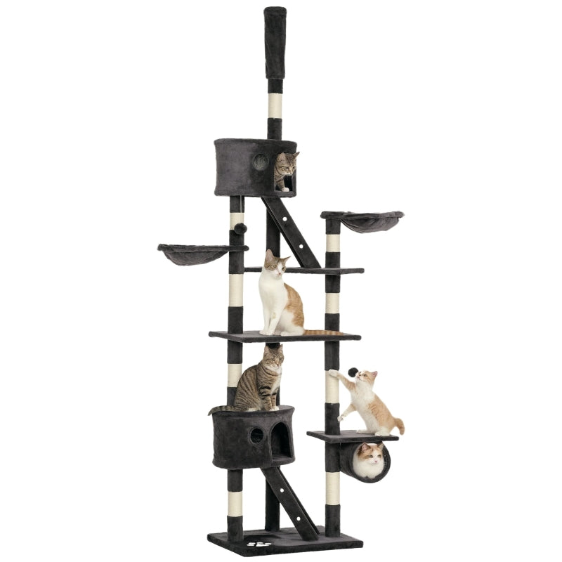 Cat Scratching Post, Ceiling Height, Sisal Rope, Dark Grey