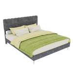 Upholstered Bed 160x200cm with Mattress & Headboard, Grey