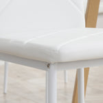 Dining Chair, Set of 4 Upholstered with Steel Legs, Faux Leather, White