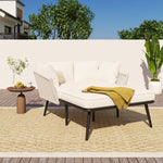 Garden Sofa with Cushions and Pillows, Outdoor Sun Lounger and Furniture Set, Beige