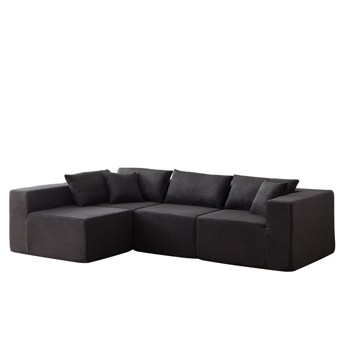 Modular L-Shaped Sectional Sofa 104-Inch 4-Piece Foam-Filled - Corduroy