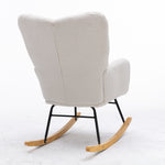 Mid Century Modern Rocking Chair with Tufted Cover, Padded Seat, White