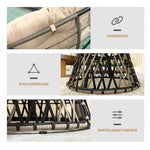 Papasan Chair, 360° Rotatable Wicker with Cushion Ø90 cm, Beige