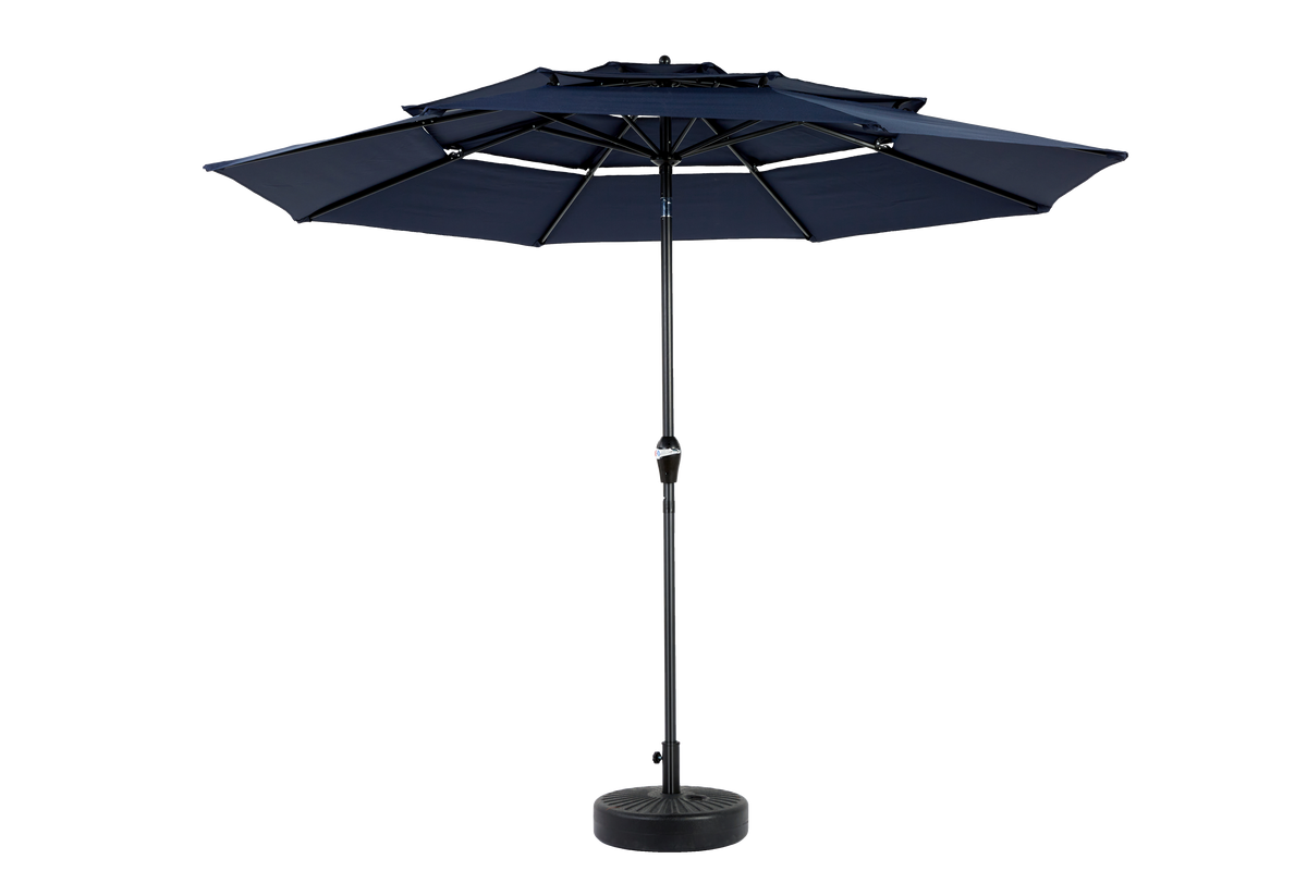Outdoor Umbrella 14.8 Ft Double Sided Rectangular Large with Crank, Navy Blue