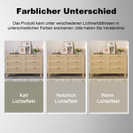 Sideboard & Chest of Drawers, 6-Drawer Rattan Look, Natural Wood