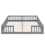 Panel Bed with Guardrails and Slatted Base, 90 x 200 cm, Grey Pine Wood