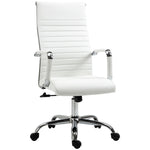 Office Chair, Ergonomic Rocking Swivel Casters Steel Legs Faux Leather, White