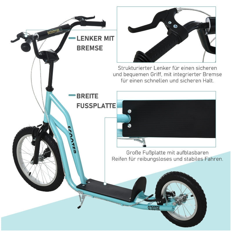 Scooter Roller Children's Scooter, Pneumatic Tires 16/12 inches, Blue
