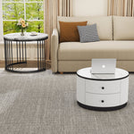 Coffee Table Set, Round Nesting with Drawers, White Marble Look