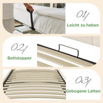Upholstered Single Bed 90x200cm Hydraulic Storage LED USB/Type-C Adjustable Headboard - Velvet Beige (With Mattress)