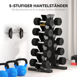 Dumbbell Rack, 10 Dumbbells, 5 Levels, Sturdy Steel, Black