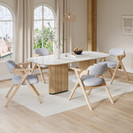 4 Folding Dining Chairs, Solid Wood and Foldable, Grey Linen