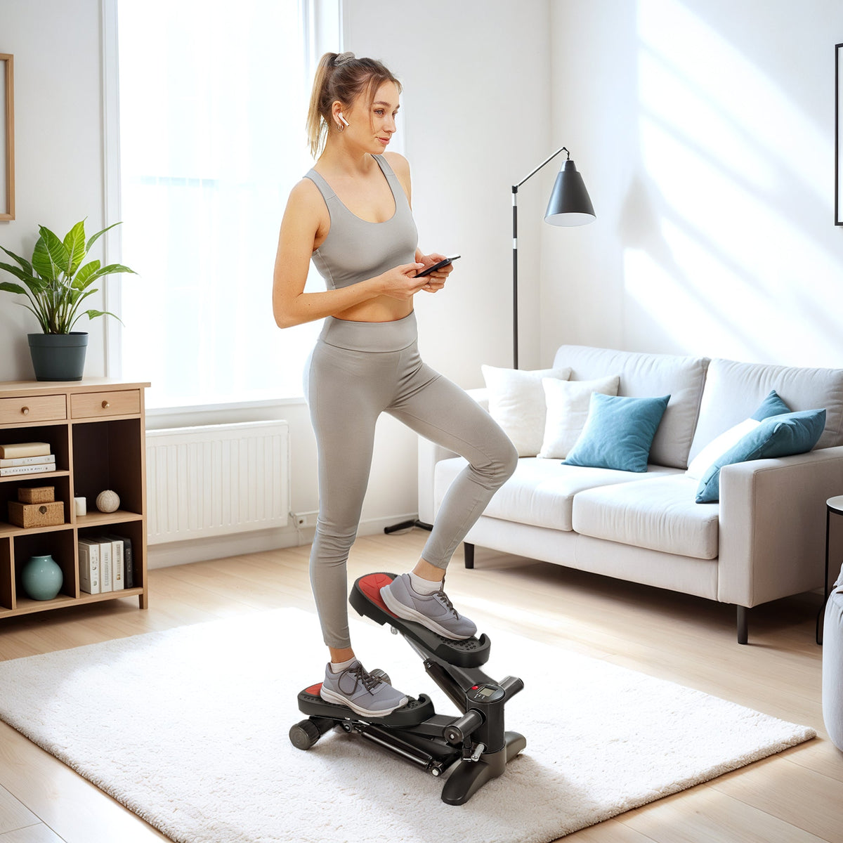 Mini Stepper Home Trainer LCD Display 100kg Capacity, Black