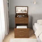3-in-1 Dressing Table Set with 3 Drawers & Mirror, Clear Glass