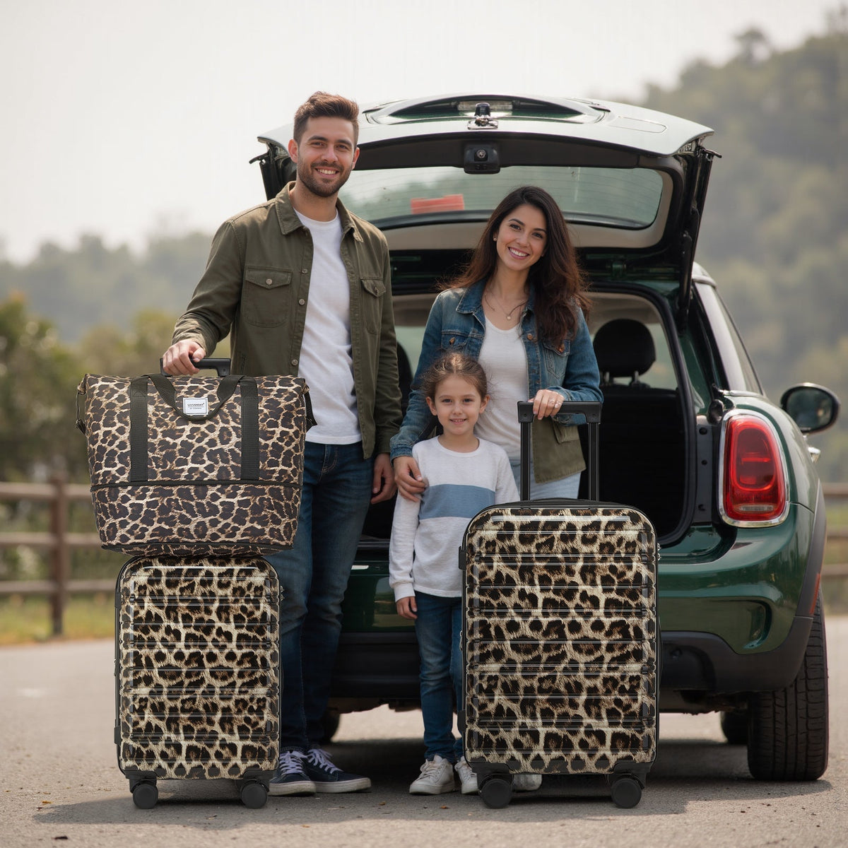 Luggage Sets 5 Piece Hardside Expandable with Spinner Wheels - Cheetah