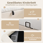Upholstered Children's Bed, Single with Cosmic Pattern, Beige PU