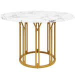 Round Dining Table Kitchen Breakfast Table Metal Legs Marble Pattern Gold/Black