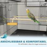Large Bird Cage Tray Shelf Feeding Station Wheels Steel Black