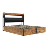 Bed Frame, 180x200, Hydraulic Lift, USB, Upholstered Headboard, Wood & Metal, Black