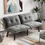 Foldable Futon Sofa Bed 2-Seater Guest Bed - Grey