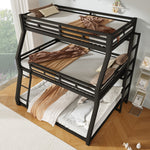 Triple Bunk Bed Frame 90x200/120x200/140x200cm, Black Metal