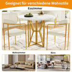 Round Dining Table 80cm 4-6 Seater Gold Legs - Marbled MDF