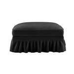 Windsor Stool with Removable Ruffled Skirt and Chenille Fabric, Black