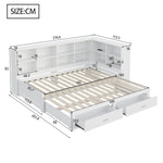 Solid Wood Sofa Bed 90/180*190cm Pull-Out Storage Drawers, White