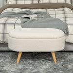 Storage Bench Footstool with Lid, Fabric Cover, White