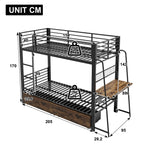 Bunk Bed 90x200cm with Desk, LED & Storage Drawers, Metal