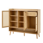 Natural rattan shoe cabinet, 3 doors, 1 drawer, 5 shelves