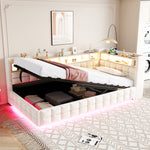 Upholstered Sofa Bed 90x200 with Hydraulic Storage, Beige Velvet