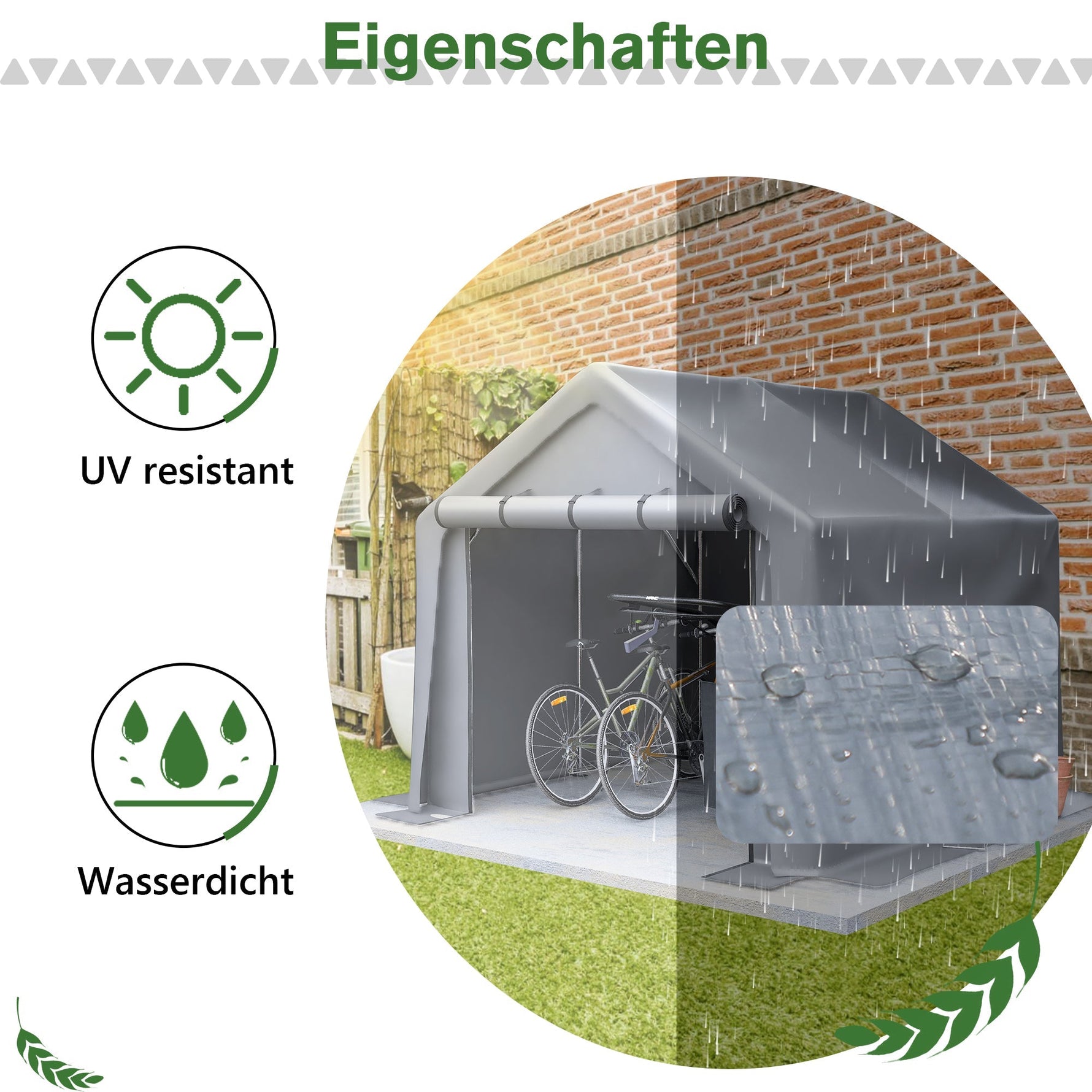 Garage Tent 244x241x217cm, Waterproof Tool & Bicycle Shed, Gray