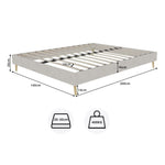 Modern Minimalist Bed Frame 140x200 Low-Profile Dutch Velvet, Beige