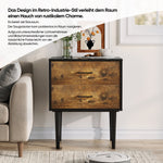 Retro Industrial Bedside Table 2 Drawers 51x38x66cm Vintage Brown