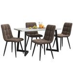 Dining Set 5-Piece Rectangular 117x68cm Table 4 Chairs Brown Velvet Black Legs
