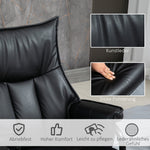 Armchair Swivel Reclining TV Chair with Footstool, Tilting Backrest, Faux Leather Black